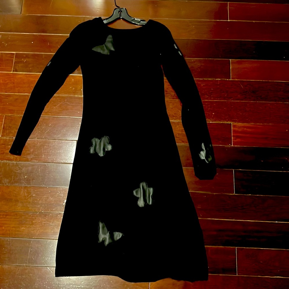 Michel Klein vintage dress with leather patches. Worn only a few times